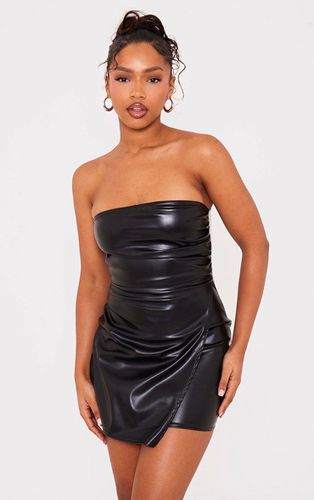 Womens Faux Leather Bandeau Ruched Side Mini Dress - 4 - NastyGal UK (+IE) - Modalova