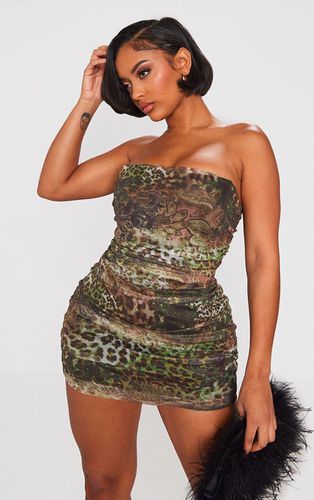 Womens Shape Leopard Print Mesh Corset Detail Ruched Bodycon Dress - 6 - NastyGal UK (+IE) - Modalova