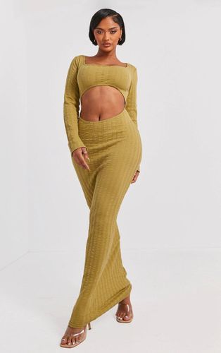 Womens Shape Olive Textured Rib Cut Out Front Maxi Dress - - 12 - NastyGal UK (+IE) - Modalova