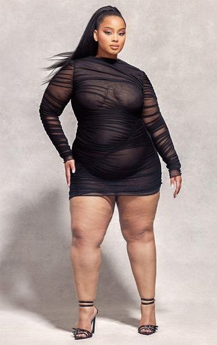 Womens Plus Extreme Ruched Sheer Mesh Dress - 28 - NastyGal UK (+IE) - Modalova