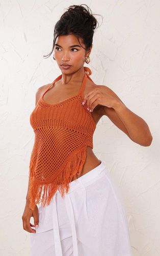Womens Tan Crochet Frill Dipped Hem Top - - XS - NastyGal UK (+IE) - Modalova