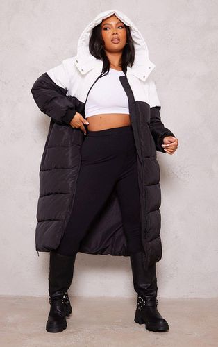 Womens Plus & White Maxi Contrast Hooded Puffer Jacket - XXXL - NastyGal UK (+IE) - Modalova