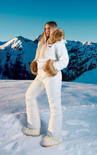 Womens SKI Cream Tipped Faux Fur Trim Belted Snow Suit - - 4 - NastyGal UK (+IE) - Modalova