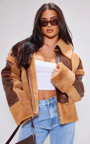 Womens Petite Distressed PU & Fur Contrast Jacket - 2 - NastyGal UK (+IE) - Modalova