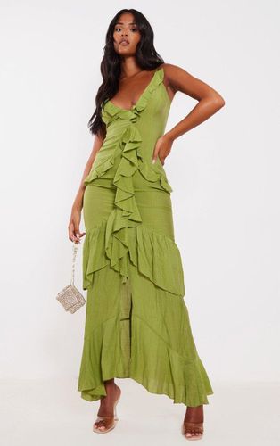 Womens Tall Olive Frill Textured Maxi Dress - - 8 - NastyGal UK (+IE) - Modalova