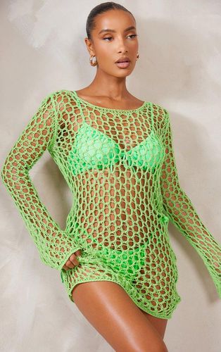 Womens Lime Long Sleeve Crochet Floaty Mini Dress - - XS - NastyGal UK (+IE) - Modalova