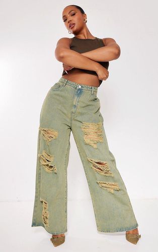 Womens Plus Khaki Distressed Washed Denim Jeans - - 24 - NastyGal UK (+IE) - Modalova