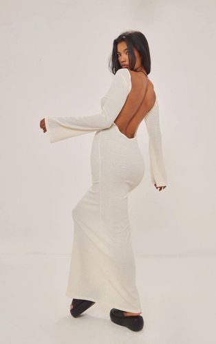 Womens Cream Textured Scoop Back Long Sleeve Maxi Dress - - 14 - NastyGal UK (+IE) - Modalova