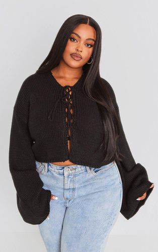 Womens Plus Lace Up Detail Knitted Flare Sleeve Cardigan - XL - NastyGal UK (+IE) - Modalova