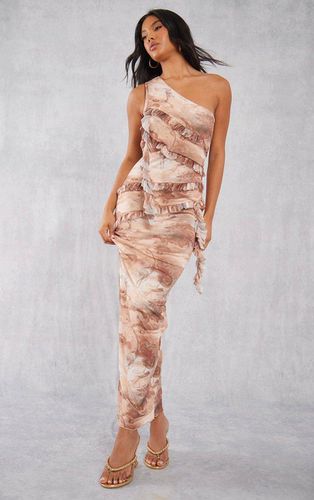 Womens Abstract Mesh Asymmetric Frill One Shoulder Midaxi Dress - 10 - NastyGal UK (+IE) - Modalova
