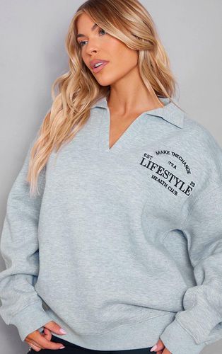 Womens Marl Lifestyle Embroidered Collar Detail Sweatshirt - S - NastyGal UK (+IE) - Modalova