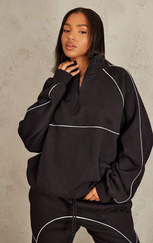 Womens Oversized Contrast Piping Quarter Zip Sweatshirt - XS - NastyGal UK (+IE) - Modalova