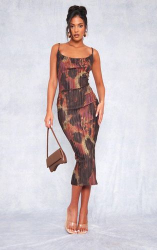 Womens Tall Dark Floral Plisse Strappy Midi Dress - 6 - NastyGal UK (+IE) - Modalova