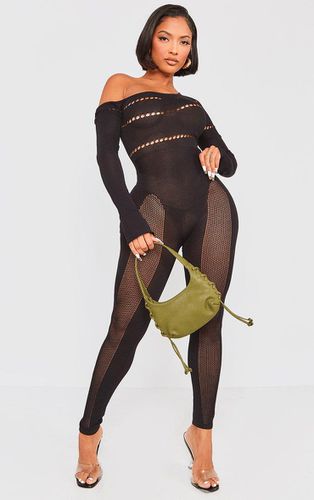 Womens Shape Bardot Knitted Hole Detailed Jumpsuit - 6 - NastyGal UK (+IE) - Modalova