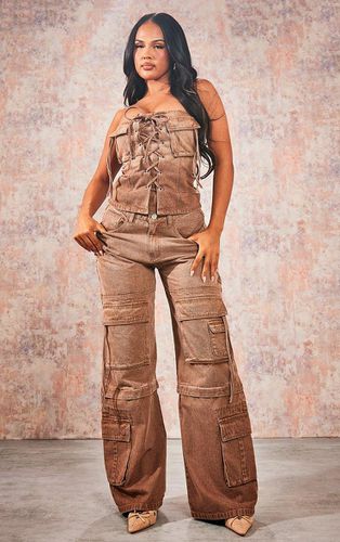 Womens Denim Cargo Wide Leg Jeans - 6 - NastyGal UK (+IE) - Modalova
