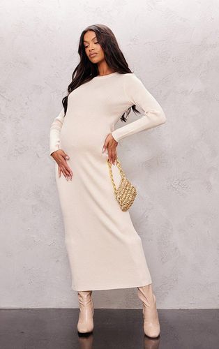 Womens Maternity Cream Rib Knit Long Sleeve Maxi Dress - - 8 - NastyGal UK (+IE) - Modalova