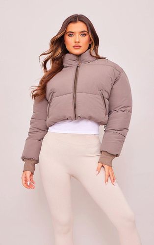 Womens Olive Ribbed Cuff Peach Skin Cropped Puffer Jacket - - XL - NastyGal UK (+IE) - Modalova