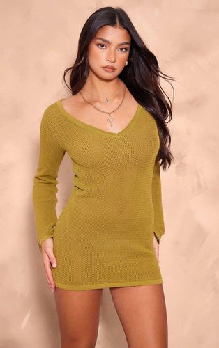 Womens Olive Basic Crochet Knit Scoop Mini Dress - - L - NastyGal UK (+IE) - Modalova