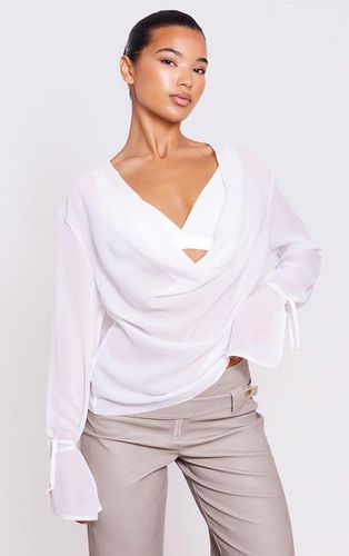 Womens Cream Chiffon Cowl Long Sleeve Blouse - - 6 - NastyGal UK (+IE) - Modalova
