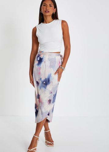 Womens Marble Print Wrap Midi Skirt - - 16 - Quiz - Modalova
