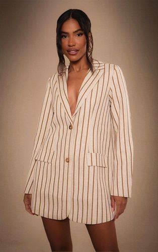 Womens Stone Premium Linen Tailored Pinstripe Blazer Dress - - 8 - NastyGal UK (+IE) - Modalova