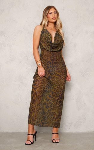 Womens Print Sheer Plisse Cowl Neck Maxi Dress - 12 - NastyGal UK (+IE) - Modalova