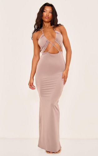 Womens Taupe Soft Touch Halter Neck Cut Out Maxi Dress - - 4 - NastyGal UK (+IE) - Modalova