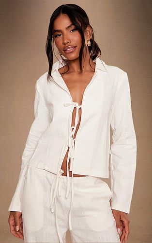 Womens Premium Linen Look Double Tie Shirt - 6 - NastyGal UK (+IE) - Modalova