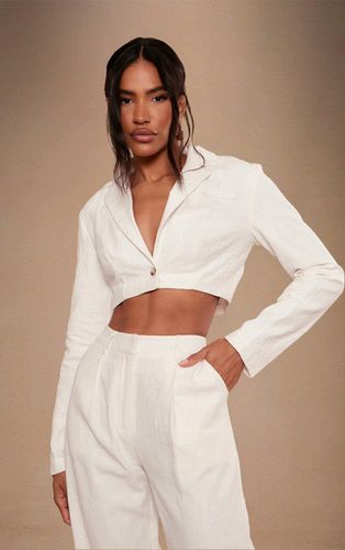 Womens Premium Linen Look Cropped Blazer - 14 - NastyGal UK (+IE) - Modalova