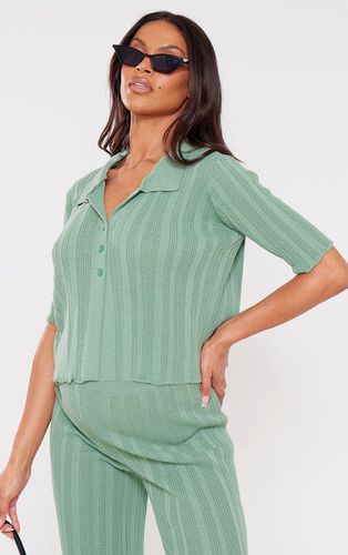 Womens Maternity Sage Knit Short Sleeve Button Up Top - 6 - NastyGal UK (+IE) - Modalova