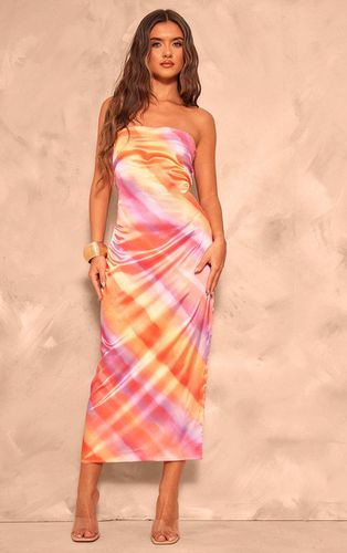 Womens Printed Satin Bandeau Maxi Dress - 12 - NastyGal UK (+IE) - Modalova