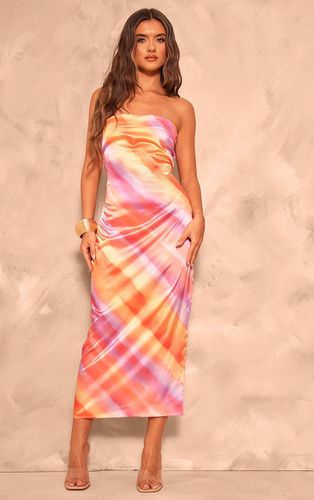 Womens Printed Satin Bandeau Maxi Dress - 14 - NastyGal UK (+IE) - Modalova