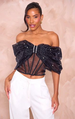 Womens Black Organza Bow Corset - 8 - NastyGal UK (+IE) - Modalova