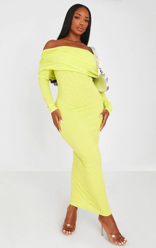 Womens Shape Lime Rib Bardot Long Sleeve Maxi Dress - - 14 - NastyGal UK (+IE) - Modalova