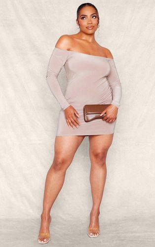 Womens Plus Taupe Soft Touch Bardot Mini Dress - - 28 - NastyGal UK (+IE) - Modalova