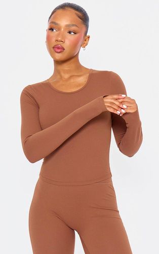 Womens Deep Mocha Contour Sculpt Long Sleeve Crop Top - - 10 - NastyGal UK (+IE) - Modalova