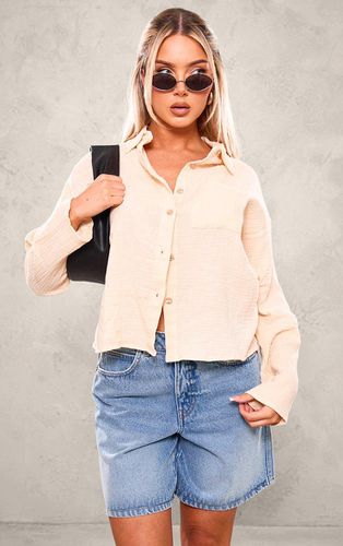 Womens Taupe Cheesecloth Oversized Pocket Detail Long Sleeve Shirt - - 4 - NastyGal UK (+IE) - Modalova