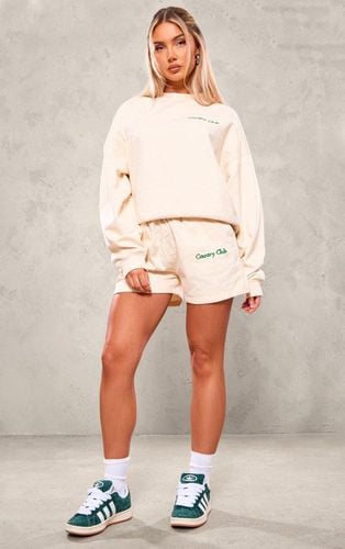 Womens Cream Embroidered Country Club Washed Sweat Shorts - - L - NastyGal UK (+IE) - Modalova