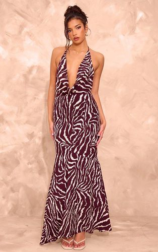 Womens Zebra Print Open Back Halter Neck Maxi Dress - 14 - NastyGal UK (+IE) - Modalova
