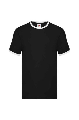 Ringer Contrast T-Shirt - Black - L - Fruit of the Loom - Modalova