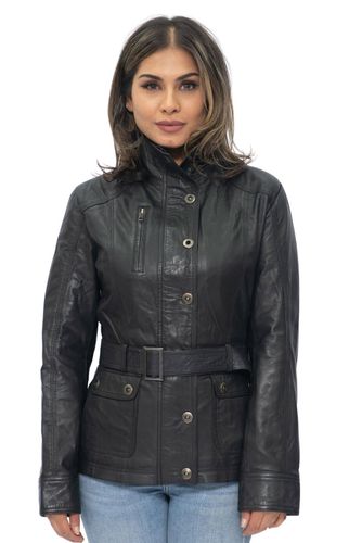 Womens Military Style Leather Biker Jacket-Phoenix - - 20 - Infinity Leather - Modalova