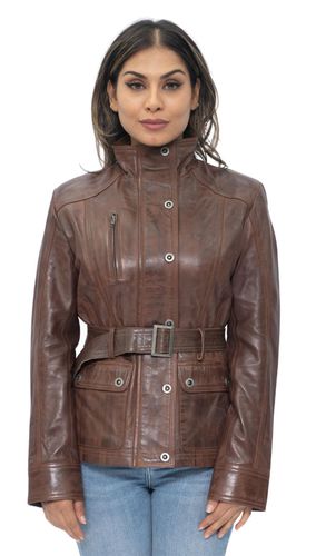 Womens Military Style Leather Biker Jacket-Phoenix - - 16 - Infinity Leather - Modalova