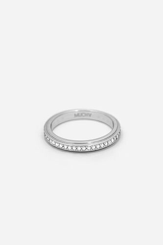 Womens Silver Thin Stacking Ring With Sparkling Stones - - K - MUCHV - Modalova
