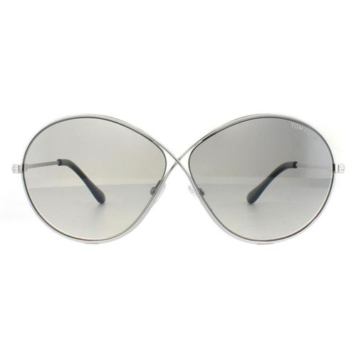 Womens Oval Shiny Rodium Smoke Mirror Sunglasses - One Size - Tom Ford - Modalova