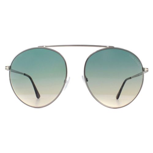Womens Aviator Silver Green Yellow Gradient Sunglasses - - One Size - Tom Ford - Modalova