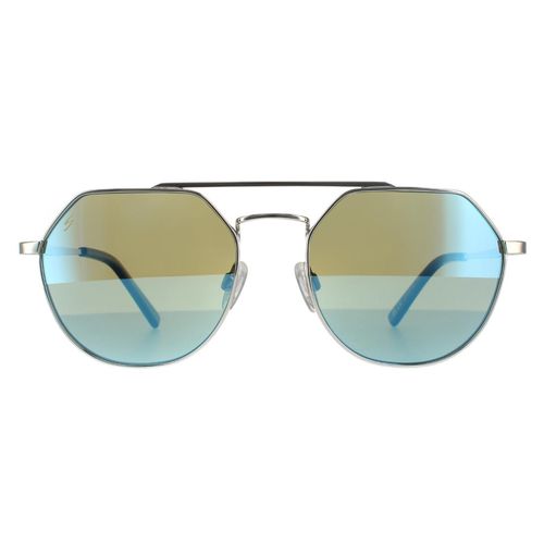 Aviator Shiny Silver Saturn Polarized 555nm Blue Sunglasses - - One Size - NastyGal UK (+IE) - Modalova