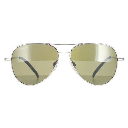 Aviator Shiny Silver Polarized Green 555nm Carrara Small Sunglasses - - One Size - Serengeti - Modalova