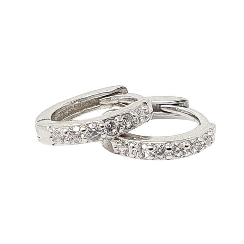 Womens Diamond April Birthstone Small Silver Huggie Hoops - - One Size - NastyGal UK (+IE) - Modalova