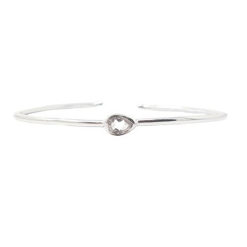 Womens Minimalist Sterling Silver White Topaz April Birthstone Bangle Bracelet - - One Size - NastyGal UK (+IE) - Modalova