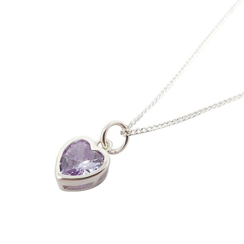 Womens Mini Heart Light Amethyst June Birthstone Necklace - - 18 inches - Harfi - Modalova